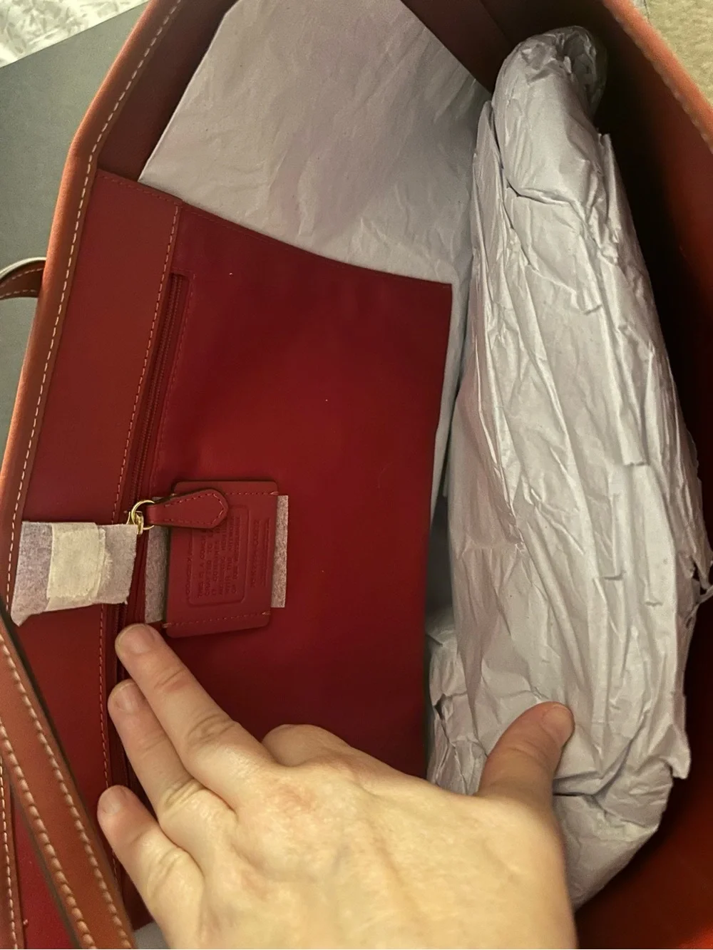 Coach X Tom Wesselmann Collab Brown Signature Tote with Red Lips Motif